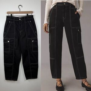 Anthropologie Carson Utility Barrel Pants Black